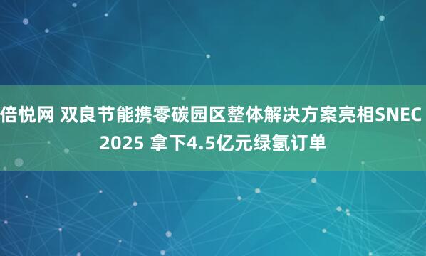 倍悦网 双良节能携零碳园区整体解决方案亮相SNEC 2025 拿下4.5亿元绿氢订单